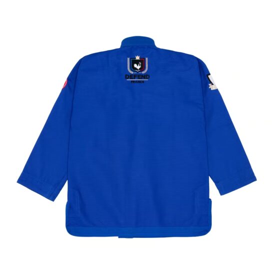 Back of the Defend blue gi jacket
