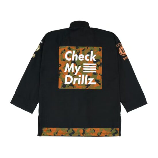 Back of the Camo Black gi jacket showing the camouflage print