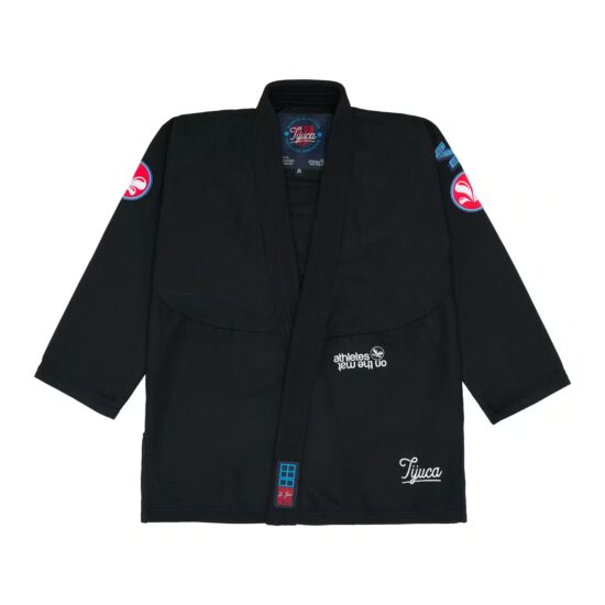 Front view of the 96 Mundial black Brazilian jiu-jitsu gi jacket