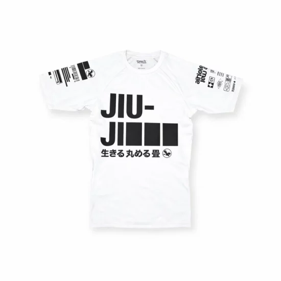 Rashguard de Grappling et JJB, ceinture Blanche de face